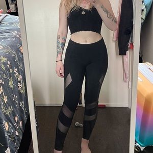 Black Leggings w/ sheer Cutouts